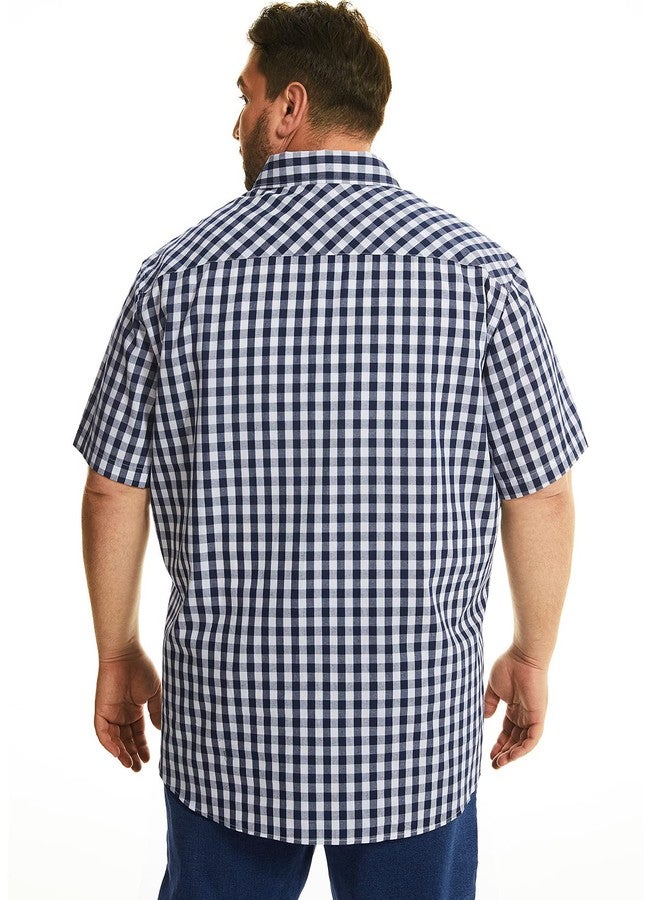 HOdo Big and Tall Mens Cotton Button Down Shirt Navysquare 5XL - Image 3